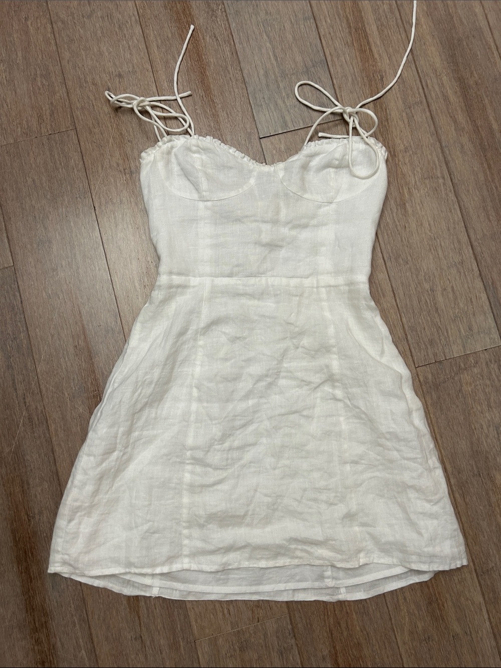 Wilfred Fable White Organic Linen Tie-Strap Mini Dress size 00
